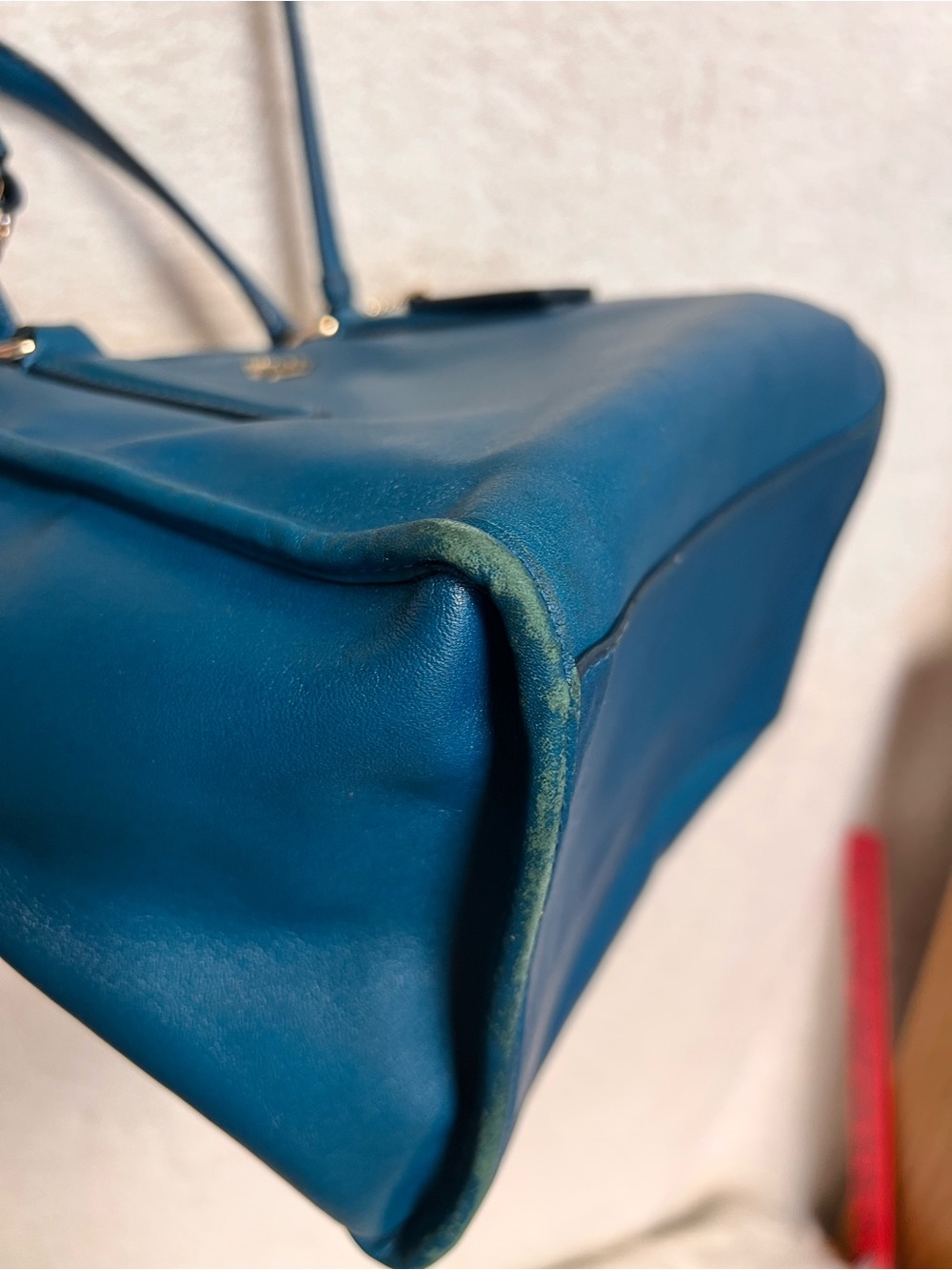 Coach Blue Leather Tote with Removable Crossbody Strap - Picture 6 of 11